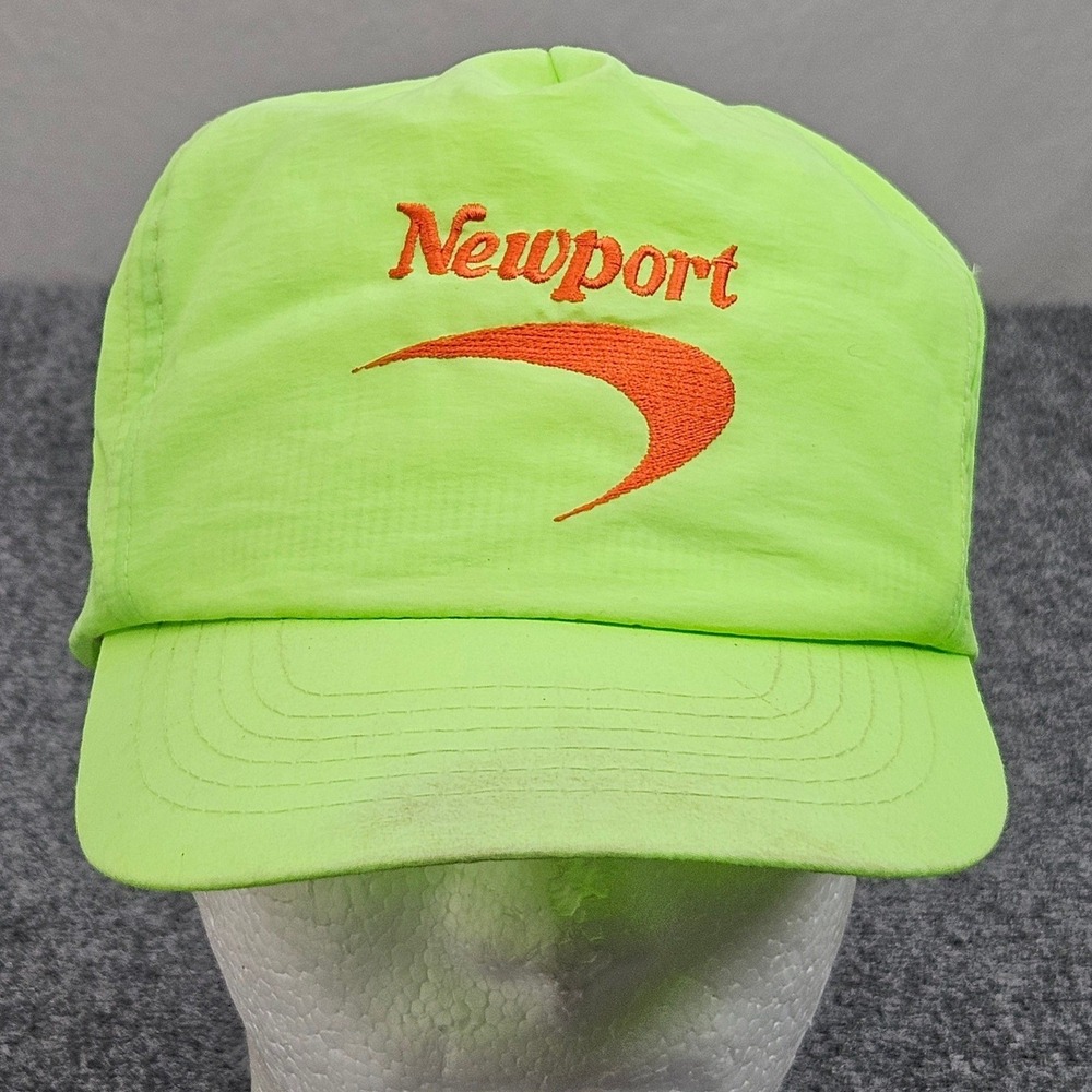 Vintage Newport Cigarettes Snapback‎ Hat One Size Neon Green Orange Logo Y2K 90s